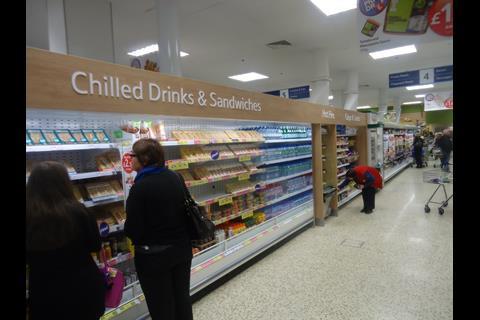 The chiller cabinets are clad with wood-look metal